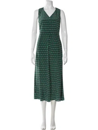 Pre-owned Weekend Max Mara Printed Midi Length Dress In Green