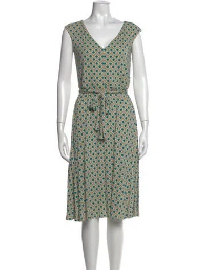 Pre-owned Weekend Max Mara Printed Midi Length Dress In Green