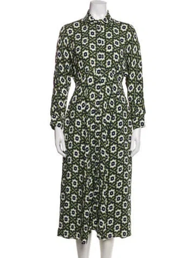 Pre-owned Weekend Max Mara Printed Midi Length Dress In Green
