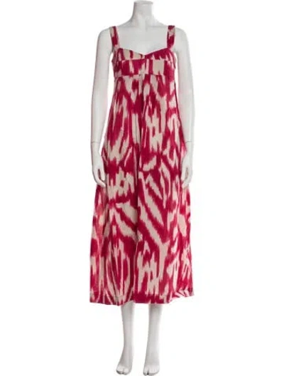 Pre-owned Weekend Max Mara Printed Midi Length Dress In Red