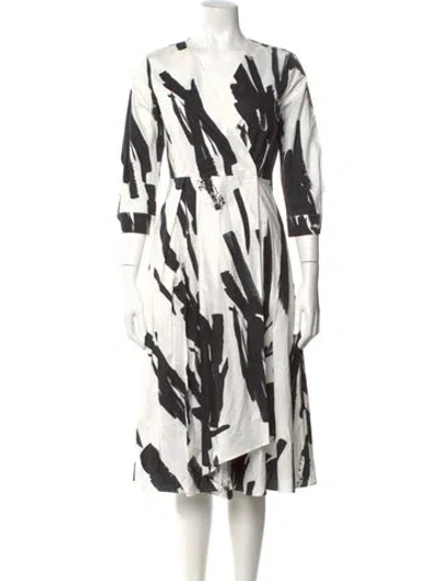 Pre-owned Weekend Max Mara Printed Midi Length Dress In White