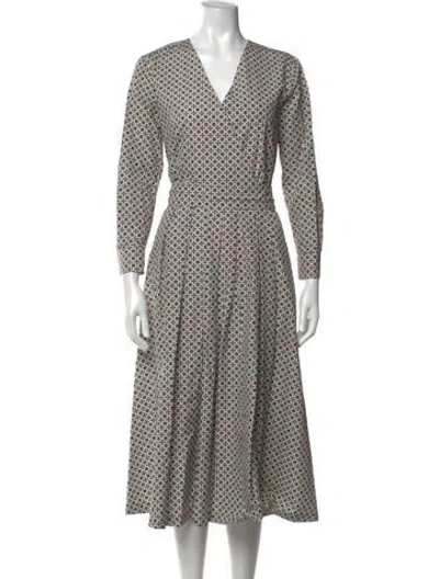 Pre-owned Weekend Max Mara Printed Midi Length Dress In White