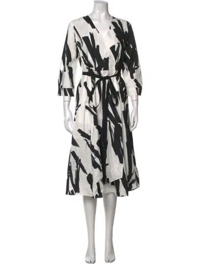 Pre-owned Weekend Max Mara Printed Midi Length Dress In White