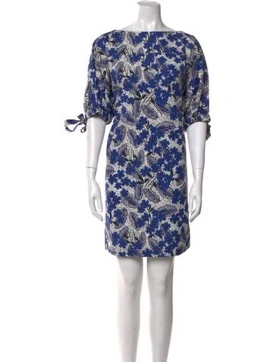 Pre-owned Weekend Max Mara Printed Mini Dress In Blue