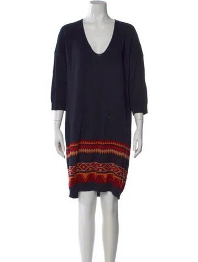 Pre-owned Weekend Max Mara Printed Mini Dress In Blue