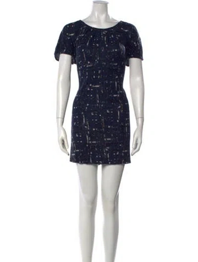 Pre-owned Weekend Max Mara Printed Mini Dress In Blue