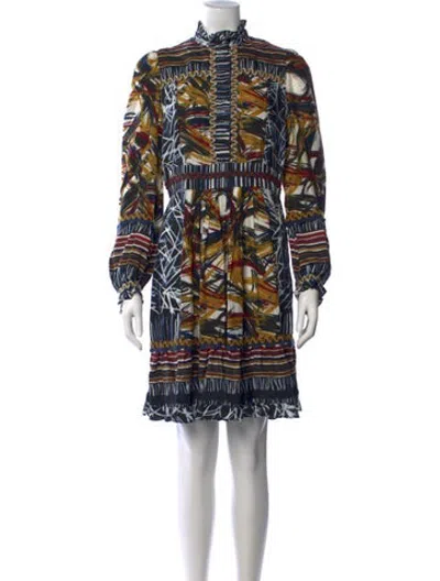 Pre-owned Weekend Max Mara Printed Mini Dress In Blue
