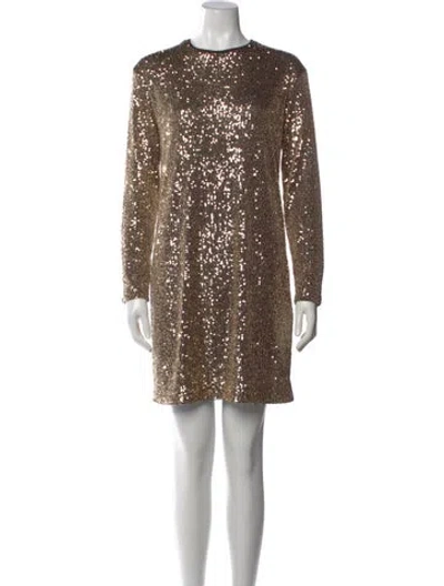 Pre-owned Weekend Max Mara Printed Mini Dress In Gold