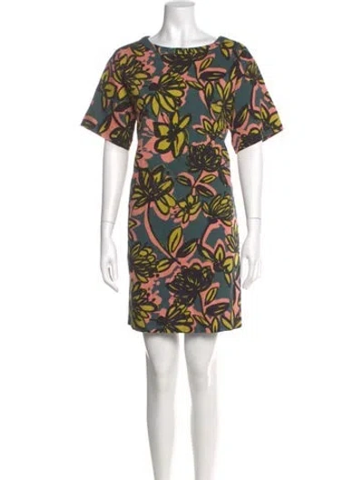 Pre-owned Weekend Max Mara Printed Mini Dress In Green