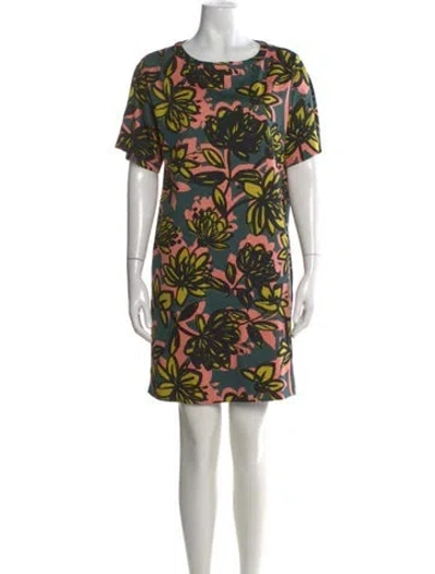 Pre-owned Weekend Max Mara Printed Mini Dress In Green