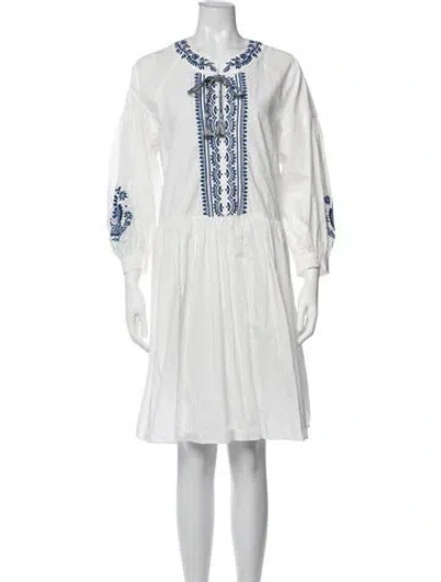 Pre-owned Weekend Max Mara Printed Mini Dress In White