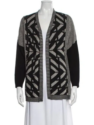 Pre-owned Weekend Max Mara Printed Open Front Sweater In Black