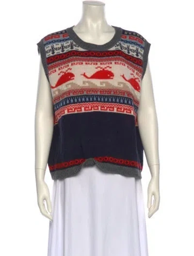 Pre-owned Weekend Max Mara Printed Scoop Neck Sweater In Multi