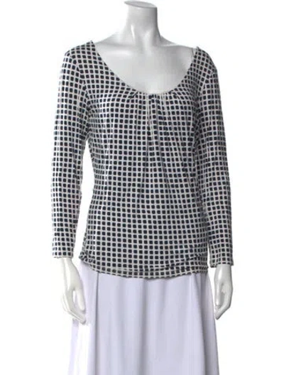 Pre-owned Weekend Max Mara Printed Scoop Neck Top In Blue