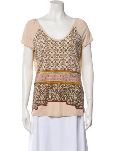 Pre-owned Weekend Max Mara Printed Scoop Neck Top In Neutral