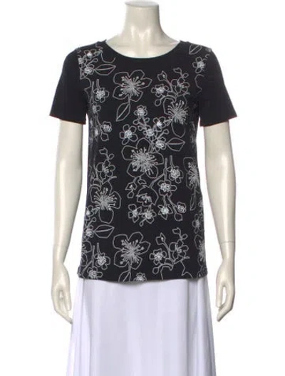Pre-owned Weekend Max Mara Printed Scoop Neck T-shirt In Black