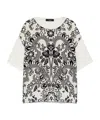 Weekend Max Mara T-shirt In Seta Stampata E Jersey In White