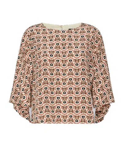 Weekend Max Mara Printed Silk Crepe De Chine Blouse - Antique Rose In Brown