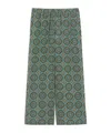 Weekend Max Mara Printed Silk Cropped Trousers In Green