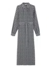 Weekend Max Mara Printed Silk Maxi Shirt Dress In Gray