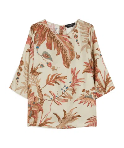 Weekend Max Mara Printed Silk Twill Blouse In Brown