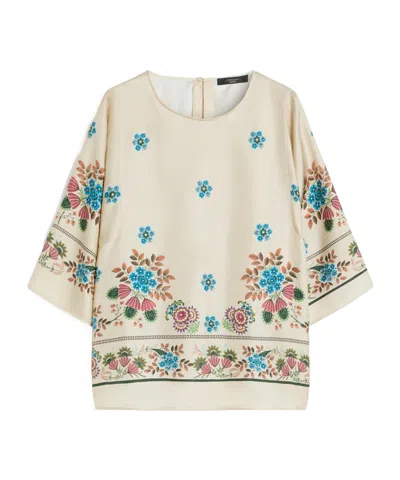 Weekend Max Mara Printed Silk Twill Blouse In White