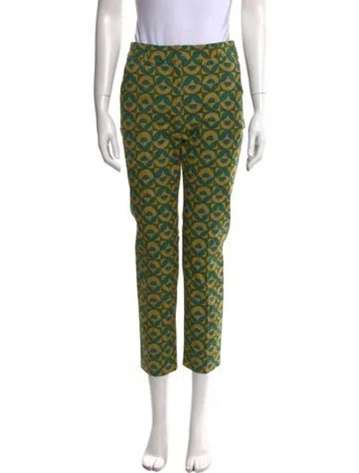 Pre-owned Weekend Max Mara Printed Skinny Leg Pants In Green