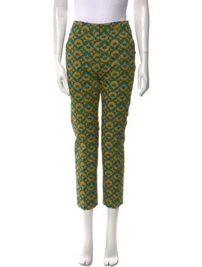 Pre-owned Weekend Max Mara Printed Skinny Leg Pants In Green