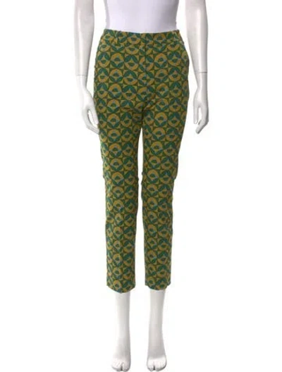 Pre-owned Weekend Max Mara Printed Skinny Leg Pants In Green