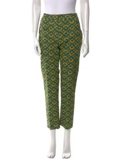 Pre-owned Weekend Max Mara Printed Skinny Leg Pants In Green