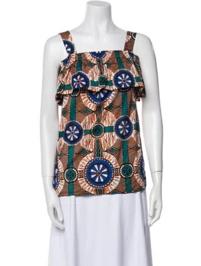 Pre-owned Weekend Max Mara Printed Square Neckline Top In Multi