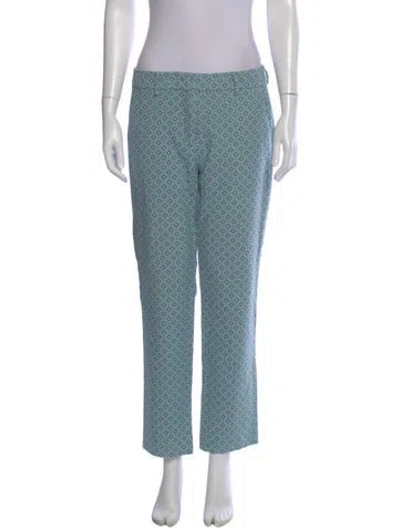 Pre-owned Weekend Max Mara Printed Straight Leg Pants In Blue