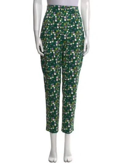 Pre-owned Weekend Max Mara Printed Straight Leg Pants In Green