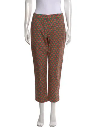 Pre-owned Weekend Max Mara Printed Straight Leg Pants In Green