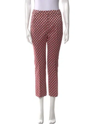 Pre-owned Weekend Max Mara Printed Straight Leg Pants In Red