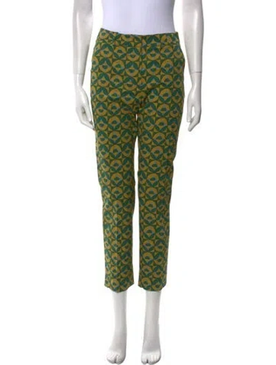 Pre-owned Weekend Max Mara Printed Straight Leg Pants W/ Tags In Green