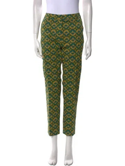 Pre-owned Weekend Max Mara Printed Straight Leg Pants W/ Tags In Green