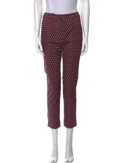 Pre-owned Weekend Max Mara Printed Straight Leg Pants W/ Tags In Red