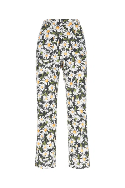 Weekend Max Mara Printed Stretch Cotton Pants In Multi