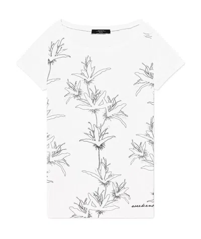 Weekend Max Mara Printed T-shirt With Round Neck In White