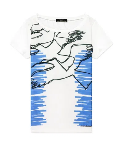 Weekend Max Mara Printed T-shirt With Round Neck In White