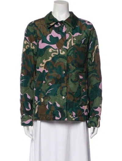 Pre-owned Weekend Max Mara Printed Utility Jacket In Green