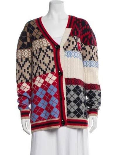 Pre-owned Weekend Max Mara Printed V-neck Sweater In Multi