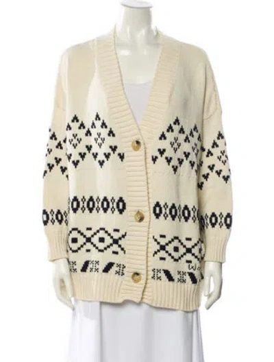 Pre-owned Weekend Max Mara Printed V-neck Sweater In Neutral