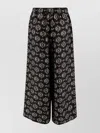 Weekend Max Mara Printed Wide Leg Trousers In Black