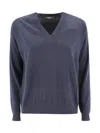 Weekend Max Mara V-neck Knitted Jumper In Blue