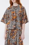 Weekend Max Mara Printed Cotton Poplin Shirt In Brown