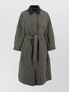 Weekend Max Mara Quilted Coat With Belted Waist In Green