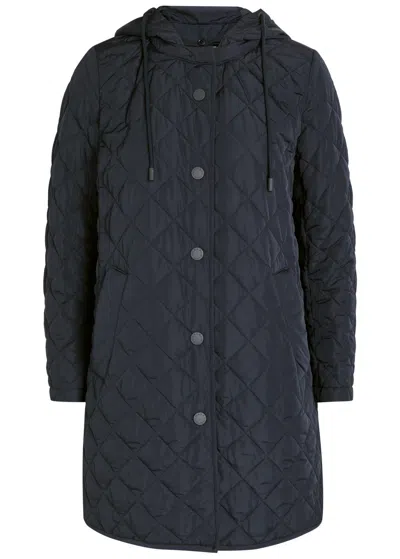 Weekend Max Mara Quilted Detachable-hood Shell Jacket In Black