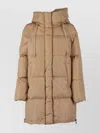 Weekend Max Mara Quilted Hooded Coat Drawstring Detail In Gold
